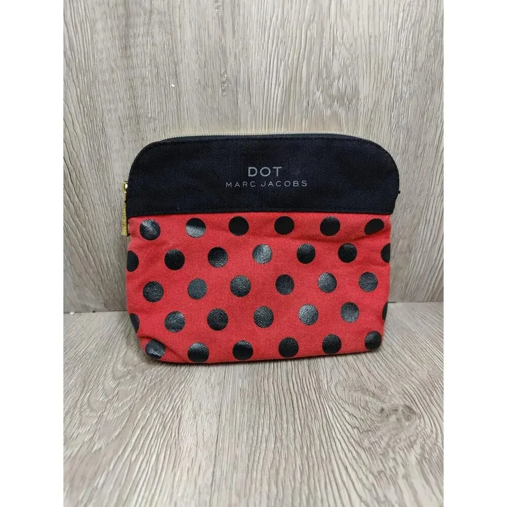 Marc Jacobs Women's‎ Canvas Makeup Bag Red black Gold